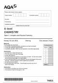 2024 AQA A-LEVEL CHEMISTRY PAPER 1, PAPER 2, PAPER 3 INCLUDING ALL MARK SCHEMES