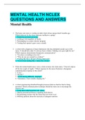 MENTAL HEALTH NCLEX QUESTIONS AND ANSWERS | LATEST UPDATE