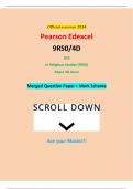 Official summer 2024 Pearson Edexcel 9RS0/4D GCE In Religious Studies (9RS0) Paper 4D Islam Merged Question Paper + Mark Scheme