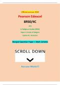 Official summer 2024 Pearson Edexcel 8RS0/4C GCE In Religious Studies (8RS0) Paper 4: Study of Religion Option 4C: Hinduism Merged Question Paper + Mark Scheme