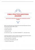 CSMLS PRACTICE QUESTIONS 2024/2025 WITH GUARANTEED ACCURATE ANSWERS