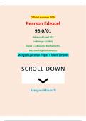 Official summer 2024 Pearson Edexcel 9BI0/01 Advanced Level GCE In Biology B (9BI0) Paper 1: Advanced Biochemistry, Microbiology and Genetics Merged Question Paper + Mark Scheme