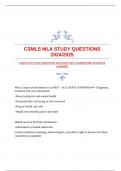 CSMLS MLA STUDY QUESTIONS 2024/2025 WITH GUARANTEED ACCURATE ANSWERS