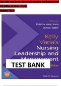 TEST BANK For Kelly Vana's Nursing Leadership and Management 4th Edition by Vana & Tazbir, ISBN: 9781119596615, All 31 Chapters Covered, Verified