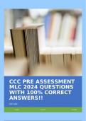 CCC PRE ASSESSMENT MLC 2024 QUESTIONS WITH 100% CORRECT ANSWERS!!