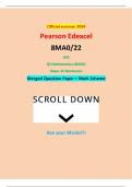 Official summer 2024 Pearson Edexcel 8MA0/22 GCE AS Mathematics (8MA0) Paper 22 Mechanics Merged Question Paper + Mark Scheme