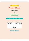 Official summer 2024 Pearson Edexcel 9RS0/4B GCE In Religious Studies (9RS0) Paper 4B Christianity Merged Question Paper + Mark Scheme