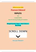 Official summer 2024 Pearson Edexcel 9SP0/01 GCE In Spanish (9SP0) Paper 01 Listening, Reading and Translation Merged Question Paper + Mark Scheme + Recordings