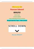 Official summer 2024 Pearson Edexcel 8BS0/02 GCE AS Level In Business (8BS0) Paper 02 Managing Business Activities Merged Question Paper + Mark Scheme