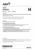 2024 AQA GCSE SPANISH HIGHER SPEAKING PAPER 2 PHOTO CARD