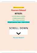 Official summer 2024 Pearson Edexcel 8ET0/01 Level GCE Advance Subsidiary In English Literature (8ET0) Paper 1: Poetry and Drama Merged Question Paper + Mark Scheme