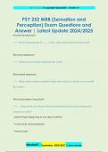 PSY 252 MBB (Sensation and  Perception) Exam Questions and  Answer | Latest Update 2024/2025