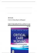 Test Bank For Critical Care Nursing- Diagnosis and Management ,9th Edition by Urden Chapter 1-41|Complete Guide 2024| Grade A+.