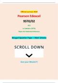 Official summer 2024 Pearson Edexcel 9ST0/02 GCE In Statistics (9ST0) Paper 02: Statistical Inference Merged Question Paper + Mark Scheme