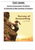 Survey of Accounting, 7th Edition Test Bank by Edmonds & Olds, All 16 Chapters Covered and Verified