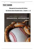 Managerial Accounting 4th Edition Test Bank By Davis, All 13 Chapters Covered and Verified, ISBN: 9781119577669