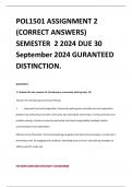 POL1501 ASSIGNMENT 2 (CORRECT ANSWERS) SEMESTER 2 2024 DUE 30 September 2024 GURANTEED DISTINCTION.