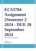 ECS3704 Assignment 2 Full Solutions Semester 2 2024 - DUE 20 September 2024 ;100 % TRUSTED workings, Expert Solved, Explanations and Solutions. 