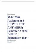 MAC2602 Assignment 3 (COMPLETE ANSWERS) Semester 2 2024 - DUE 16 September 2024 ; 100% TRUSTED Complete, trusted solutions and explanations.. Ensure your success with us..