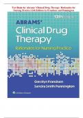 Test Bank for Abrams' Clinical Drug Therapy: Rationales for Nursing Practice 13th Edition by Frandsen and Pennington 