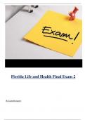 Florida Life and Health Final Exam 2 ( Latest 2024 / 2025 ) Actual Questions and Answers 100% Correct