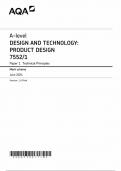 AQA A LEVEL DESIGN AND TECHNOLOGY :PRODUCT DESIGN PAPER 1 MARK SCHEME 2024 (7552/1 :Technical Principles )