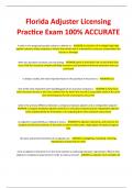 Florida Adjuster Licensing Practice Exam 100% ACCURATE