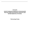 Study guide  LEHNE’S PHARMACOTHERAPEUTICS FOR ADVANCED  PRACTICE NURSES AND PHYSICIAN ASSISTANTS 2ND  EDITION ROSENTHAL TEST BANK.      Pharmacology Nursing