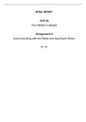 Unit 28 Assignment 2 - The Athlete's Lifestyle and Communicating with the Media and Significant Others.  P4 & P5.  BTEC Sport Level 3  BTEC Level 3 National Sport  Book 2, ISBN: 9781846906503