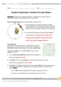 CHEM 101 Physics Laboratory/ gizmo Student Exploration: Uniform Circular Motion