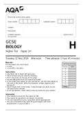 AQA - GCSE BIOLOGY Higher Tier Paper 1H May 2020