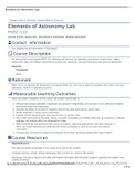 Elements of Astronomy Lab PHSC-122