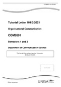 Tutorial Letter 101/3/2021 Organisational Communication COM2601 Semesters 1 and 2