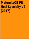 Exam (elaborations) 2017 MaternityOB PN Hesi Specialty V2 