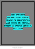 TEST BANK FOR PSYCHOLOGICAL TESTING PRINCIPLES, APPLICATIONS, AND ISSUES, 9TH EDITION, ROBERT M. KAPLAN, DENNIS P. SACCUZZO