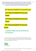 ATI PN Mental Health Proctored Exam (18 New Versions, 2021) / ATI PN Proctored Mental Health Exam, ATI Mental Health Proctored Exam (18 Versions, 900QA