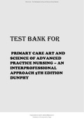 Primary Care: Art and Science of Advanced Practice Nursing - An Interprofessional Approach 5th edition Dunphy Test Bank.