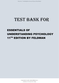 Test Bank for Essentials of Understanding Psychology 11th Edition by Feldman.