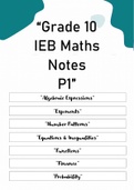 Grade 10 ieb Maths Notes Paper 1