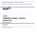        AQA GCSE COMBINED SCIENCE: TRILOGY 8464/C/1H Chemistry Paper 1H Mark scheme June 2020