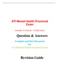 ATI Mental Health Proctored Exam | Mental Health Proctored Exam ( 12 Versions Question & Answers) Revision Guide