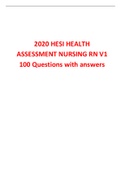 2020 HESI HEALTH ASSESSMENT NURSING RN V1 100 Questions with answers