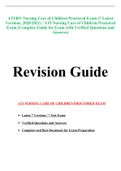 ATI RN Nursing Care of Children Proctored Exam (7 Latest Versions, 2020/2021) / ATI Nursing Care of Children Proctored Exam (Complete Guide for Exam with Verified Questions and Answers)