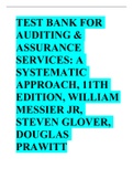 Test Bank for Auditing & Assurance Services,, A Systematic Approach, 11th Edition, William Messier Jr, Steven Glover, Douglas Prawitt