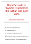 Seidel's Guide to Physical Examination 9th Edition Ball Test Bank