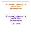 HESI PN EXIT EXAM V3 110 QUESTIONS AND ANSWERS