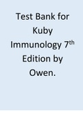 Test Bank for Kuby Immunology 7th Edition by Owen..