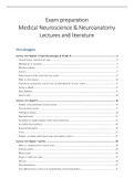 Complete summary for the ENDTERM of Medical Neuroscience & Neuro anatomy