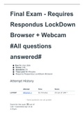 Final Exam questions with correct answers to boost your grades- Requires Respondus LockDown Browser 