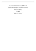 LJU4802 (Professional Ethics) 2021 MEMO/ Guideline answers- 90 % + distinction obtained for Super Semester October/ November Exam- includes OSCOLA referencing (Footnotes and Bibliography)- uploaded on 9/12/2021